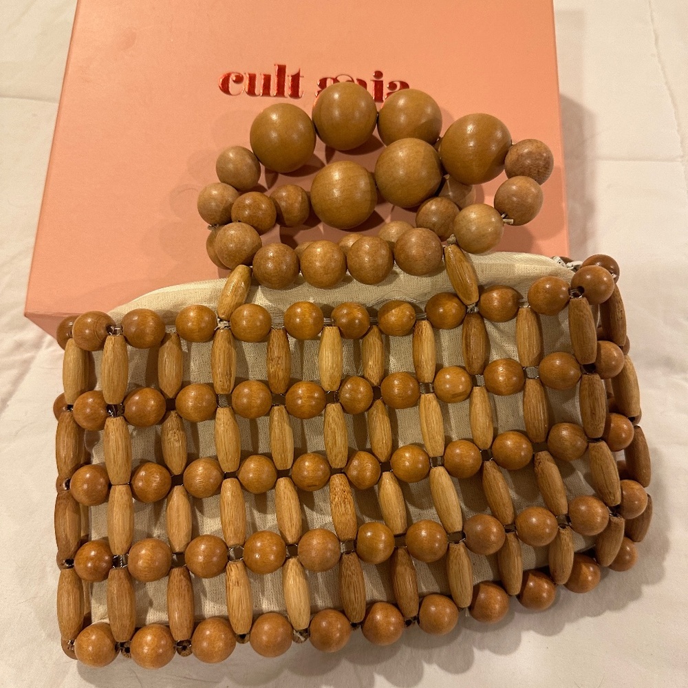 Cult Gaia Cora beaded wood handbag